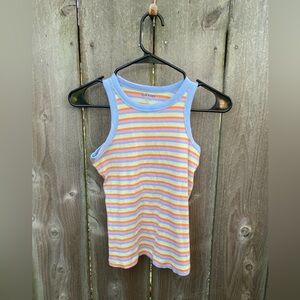 Girls Old Navy Fitted Striped Pastel Rainbow Tank Top XL
